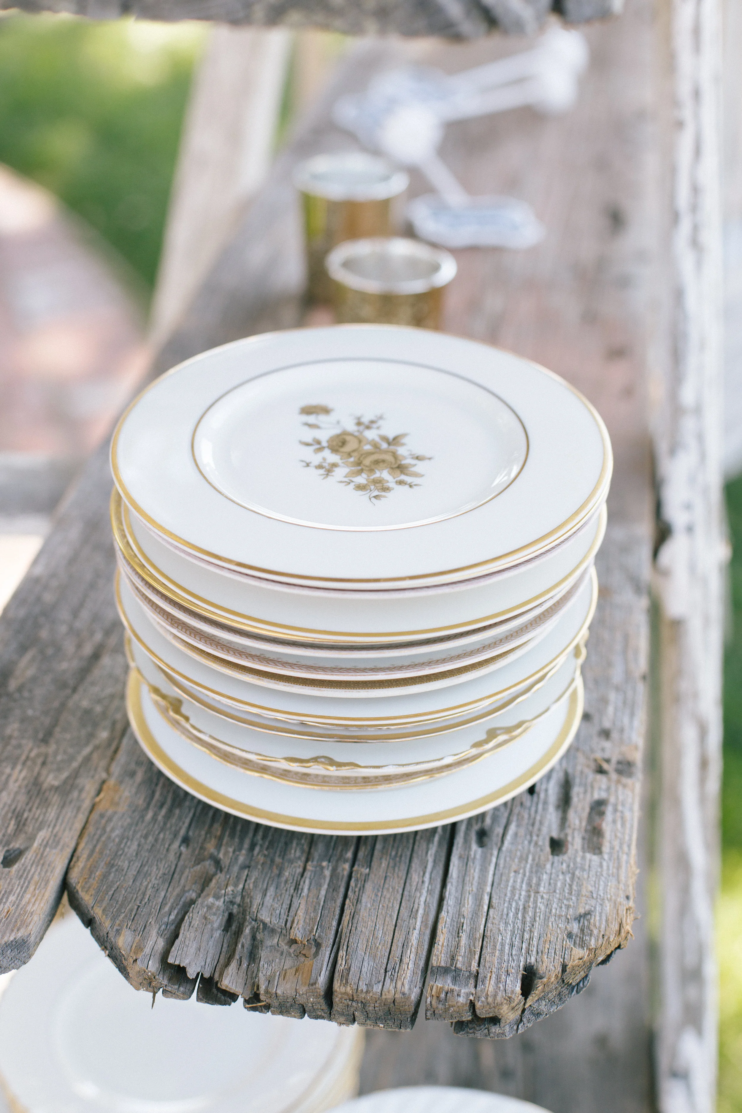 White and Gold Dessert Plates — Otis + Pearl Partywares Vintage